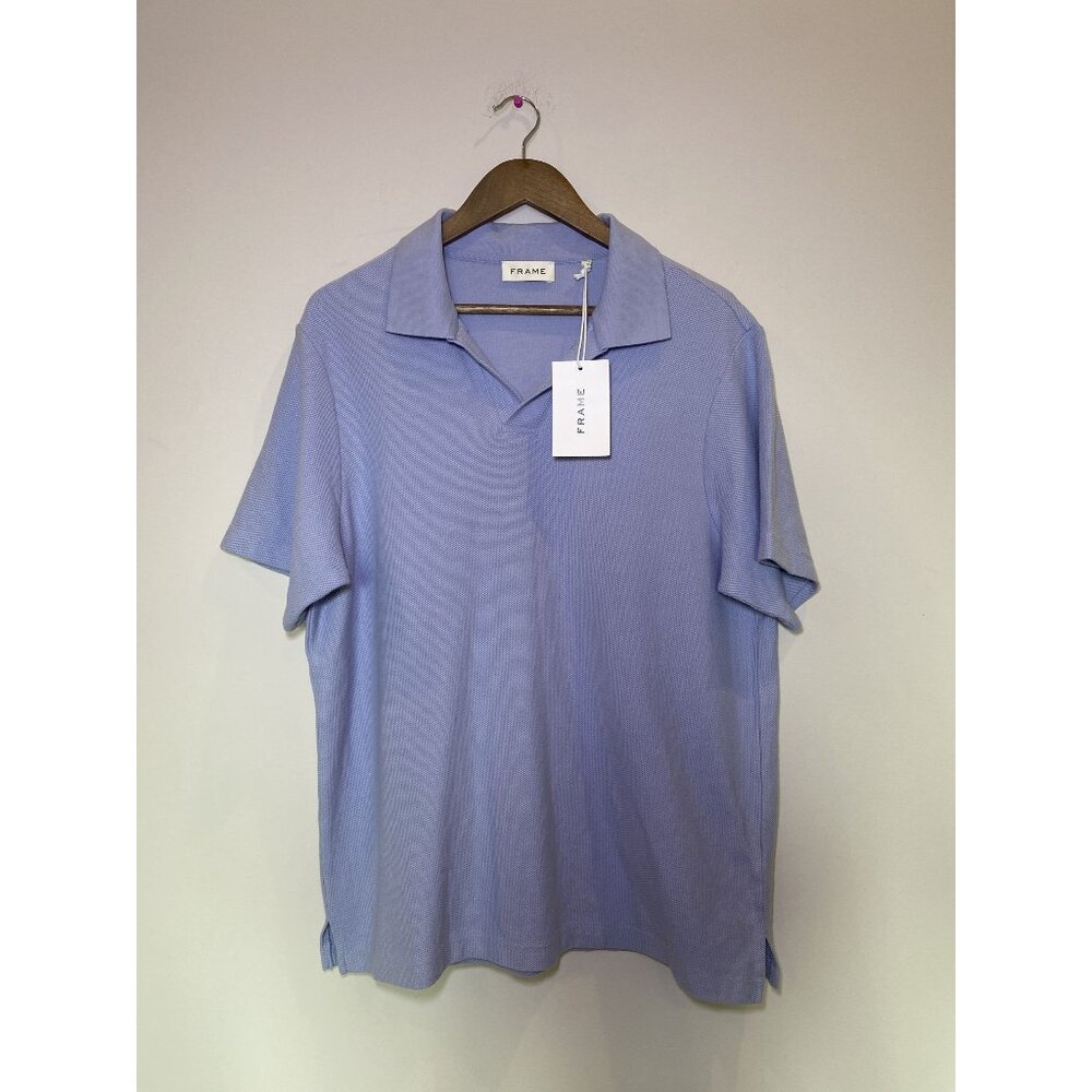FRAME Short Sleeve V Neck Polo Size Large NWT MSRP $168 Designer